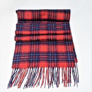 Mongolian 100% wool scarf with fringes 🤍 New 🤍 red & navy